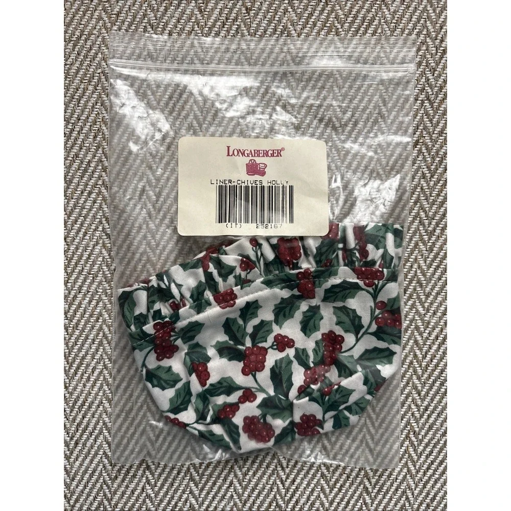 Longaberger Chives‎ Booking Basket Liner Traditional Holly 252167